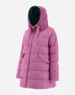 Herno Lange Daunenjacken-A-Formige Jacke Aus Kaschmir Und Seide