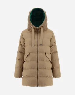 Herno Lange Daunenjacken-A-Formige Jacke Aus Kaschmir Und Seide