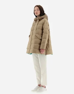 Herno Lange Daunenjacken-A-Formige Jacke Aus Kaschmir Und Seide