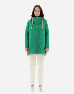 Herno Lange Daunenjacken-A-Formige Wendejacke Aus Nylon Ultralight Und New Techno Taft