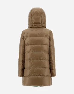 Herno Lange Daunenjacken-A-Formige Wendejacke Aus Nylon Ultralight Und New Techno Taft
