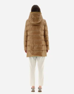 Herno Lange Daunenjacken-A-Formige Wendejacke Aus Nylon Ultralight Und New Techno Taft