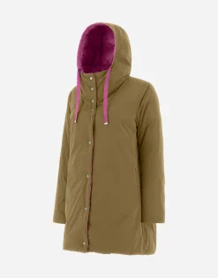 Herno Lange Daunenjacken-A-Formige Wendejacke Aus Nylon Ultralight Und New Techno Taft