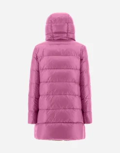 Herno Lange Daunenjacken-A-Formige Wendejacke Aus Nylon Ultralight Und New Techno Taft
