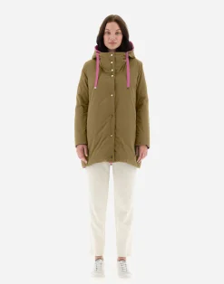 Herno Lange Daunenjacken-A-Formige Wendejacke Aus Nylon Ultralight Und New Techno Taft