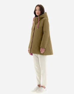 Herno Lange Daunenjacken-A-Formige Wendejacke Aus Nylon Ultralight Und New Techno Taft