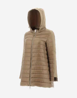 Herno Lange Daunenjacken-A-Form-Jacke Aus Nylon Ultralight Mit Shantung Details