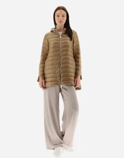 Herno Lange Daunenjacken-A-Form-Jacke Aus Nylon Ultralight Mit Shantung Details