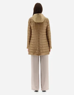 Herno Lange Daunenjacken-A-Form-Jacke Aus Nylon Ultralight Mit Shantung Details
