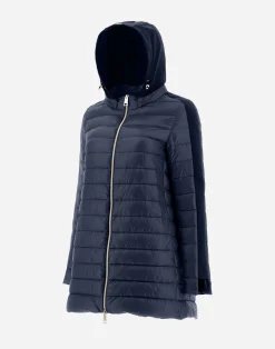 Herno Lange Daunenjacken-A-Form-Jacke Aus Nylon Ultralight Mit Shantung Details