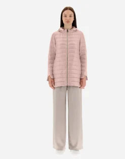 Herno Lange Daunenjacken-A-Form-Jacke Aus Nylon Ultralight Mit Shantung Details