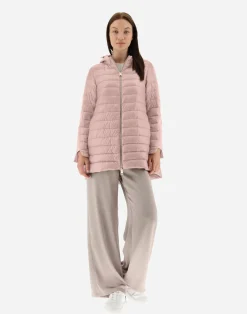 Herno Lange Daunenjacken-A-Form-Jacke Aus Nylon Ultralight Mit Shantung Details