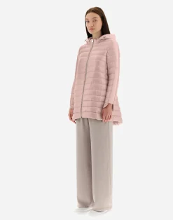 Herno Lange Daunenjacken-A-Form-Jacke Aus Nylon Ultralight Mit Shantung Details