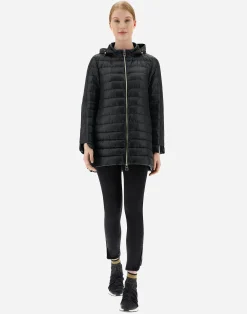 Herno Lange Daunenjacken-A-Form-Jacke Aus Nylon Ultralight Mit Shantung Details