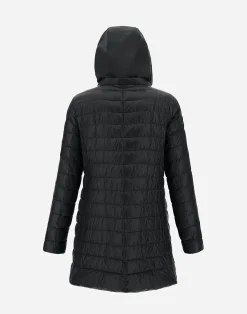 Herno Lange Daunenjacken-A-Form-Jacke Aus Nylon Ultralight Mit Shantung Details