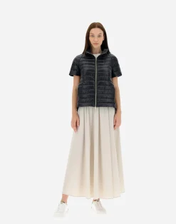 Herno Kurze Daunenjacken-Cape Aus Nylon Ultralight & New Techno Taft