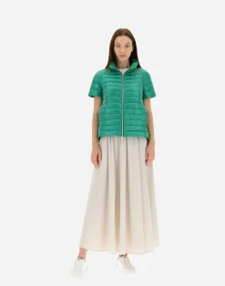 Herno Kurze Daunenjacken-Cape Aus Nylon Ultralight & New Techno Taft