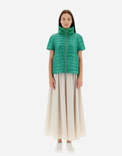 Herno Kurze Daunenjacken-Cape Aus Nylon Ultralight & New Techno Taft