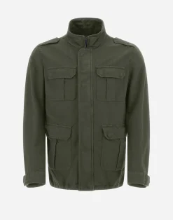 Herno Feldjacke-Feldjacke Aus Stuckgefarbtem Leinen & Baumwolle