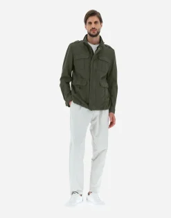 Herno Feldjacke-Feldjacke Aus Stuckgefarbtem Leinen & Baumwolle