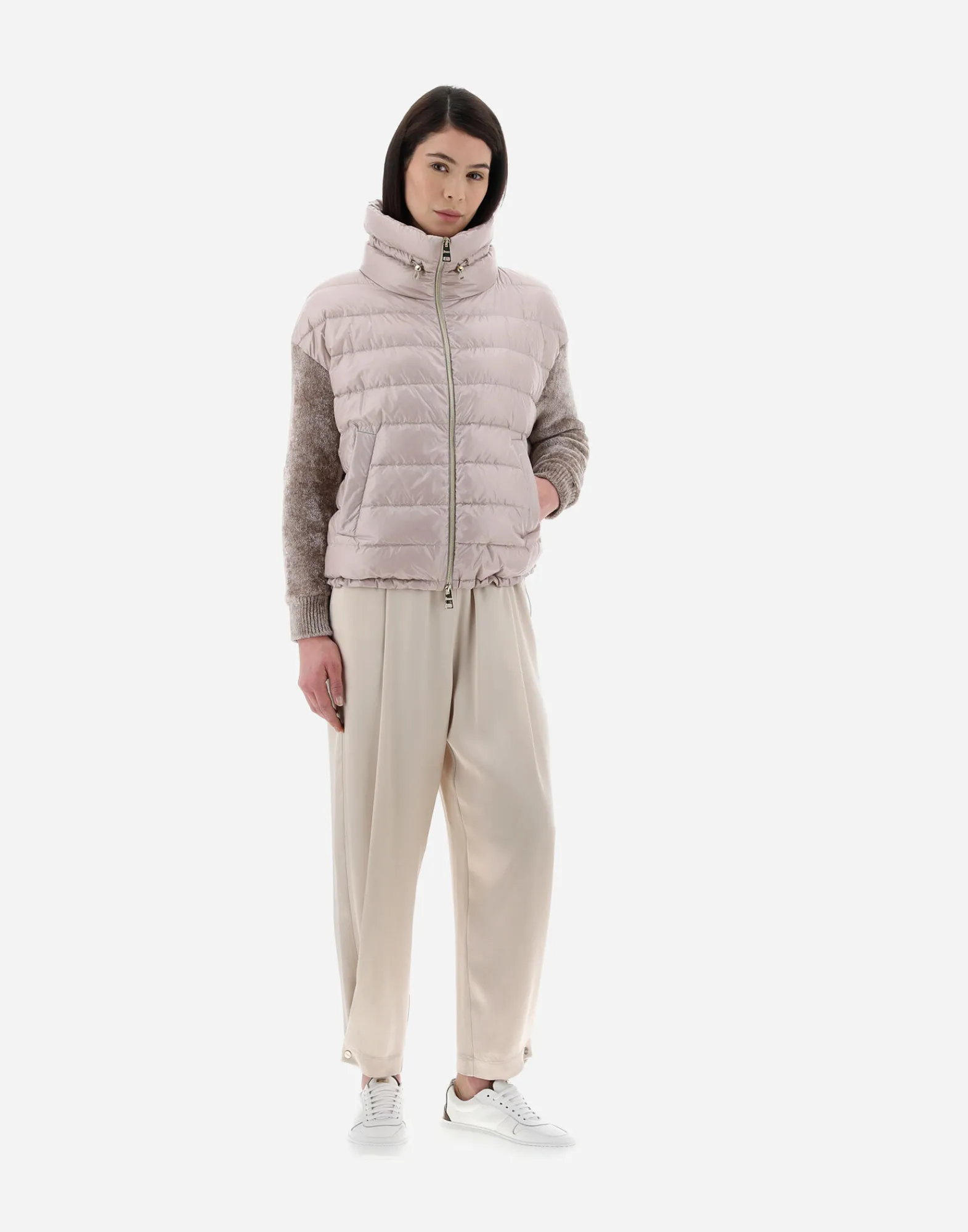 Herno Bomber-Resort Bomberjacke Aus Nylon Ultralight & Chenille Knit