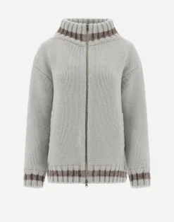 Herno Bomber-Resort Cardigan Aus Infinity & Chenille Knit