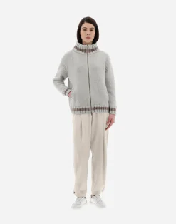 Herno Bomber-Resort Cardigan Aus Infinity & Chenille Knit