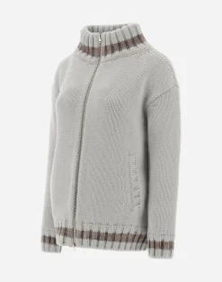 Herno Bomber-Resort Cardigan Aus Infinity & Chenille Knit
