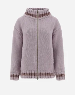 Herno Bomber-Resort Cardigan Aus Infinity & Chenille Knit