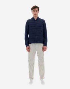 Herno Bomber-Resort Hemd Aus Coupled Knit Effect & Light Nylon Stretch
