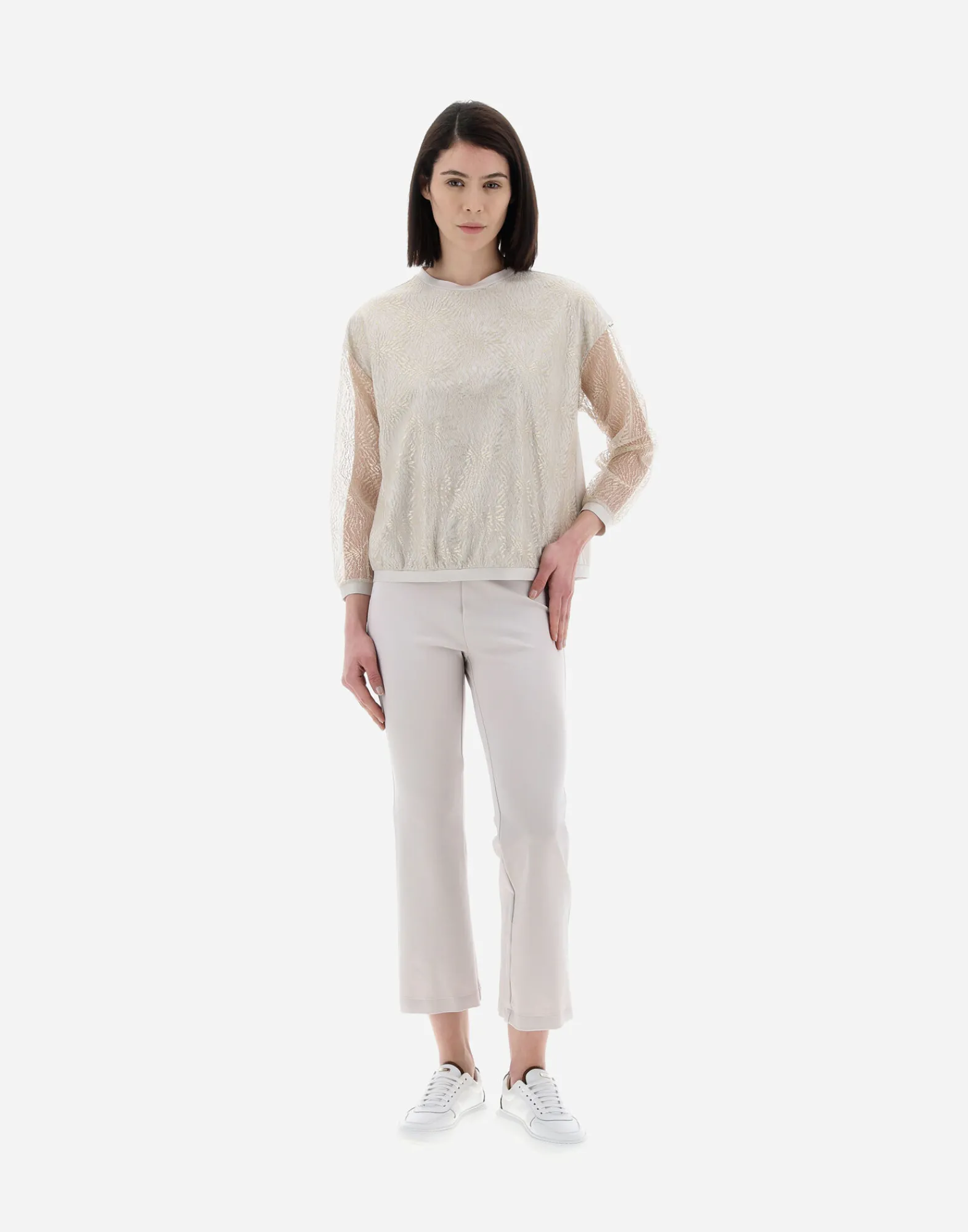 Herno T-Shirts-Resort T-Shirt Aus Chic Cotton Jersey & New Lace