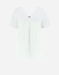 Herno T-Shirts-T-Shirt Mit V-Ausschnitt Aus Chic Cotton Jersey & New Techno Taft