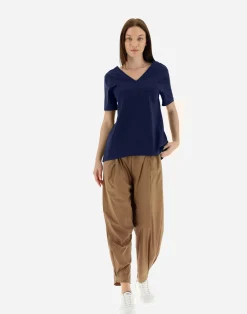 Herno T-Shirts-T-Shirt Mit V-Ausschnitt Aus Chic Cotton Jersey & New Techno Taft