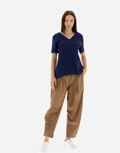 Herno T-Shirts-T-Shirt Mit V-Ausschnitt Aus Chic Cotton Jersey & New Techno Taft