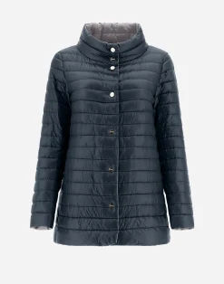 Herno Lange Daunenjacken-Wendbare A-Shape Aus Nylon Ultralight