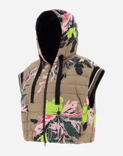 Herno Kurze Daunenjacken-Wendbare Weste Aus Beta Flowers, Nylon Ultralight & Nuage