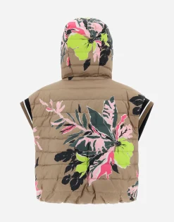 Herno Kurze Daunenjacken-Wendbare Weste Aus Beta Flowers, Nylon Ultralight & Nuage