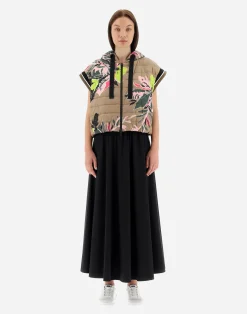 Herno Kurze Daunenjacken-Wendbare Weste Aus Beta Flowers, Nylon Ultralight & Nuage