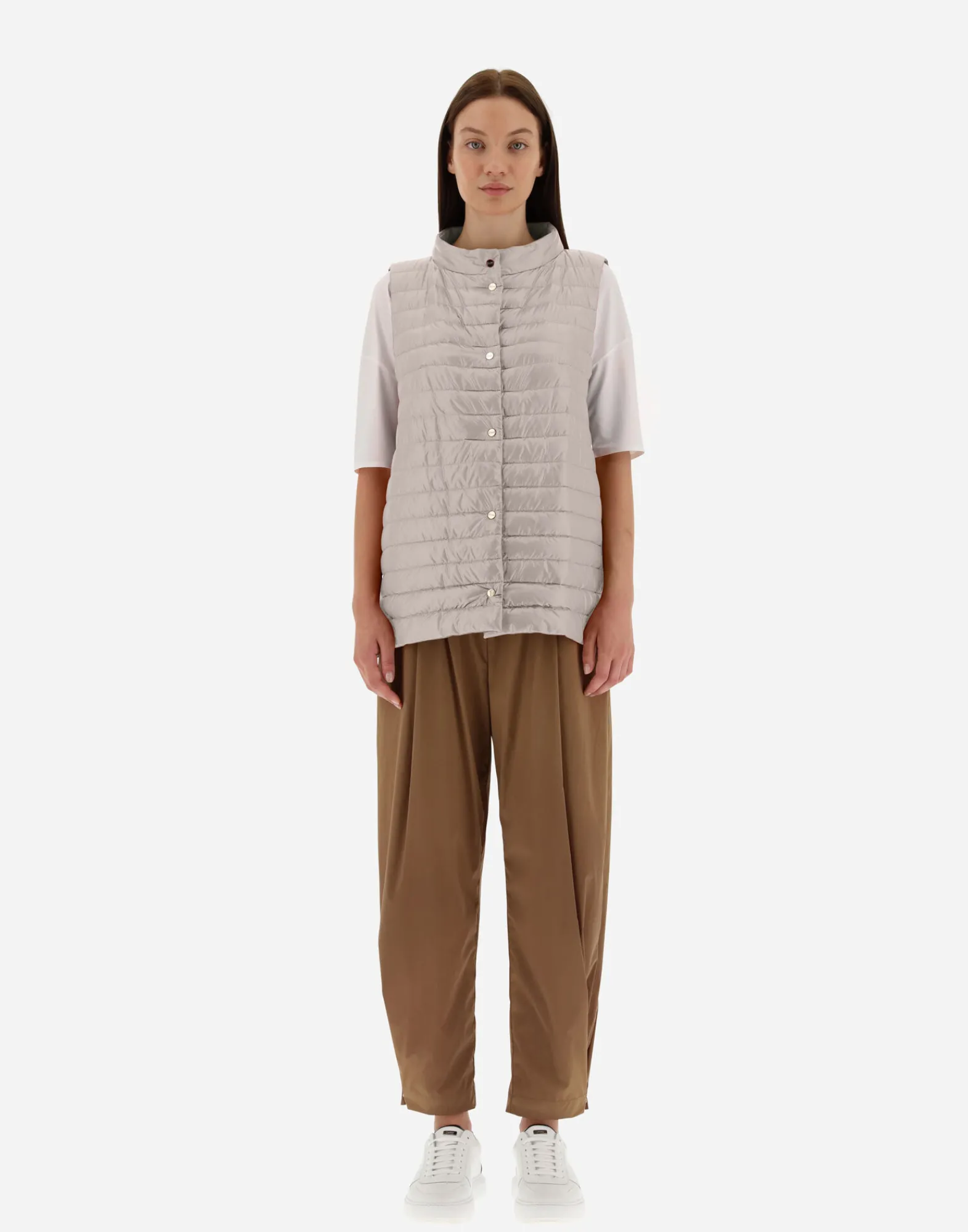 Herno Lange Daunenjacken-Wendbare, Zweifarbige Weste Aus Nylon Ultralight