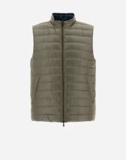 Herno Kurze Daunenjacken-Wendbare, Zweifarbige Weste Aus Nylon Ultralight