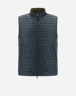 Herno Kurze Daunenjacken-Wendbare, Zweifarbige Weste Aus Nylon Ultralight
