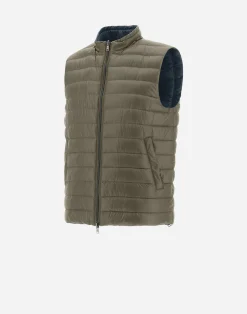 Herno Kurze Daunenjacken-Wendbare, Zweifarbige Weste Aus Nylon Ultralight