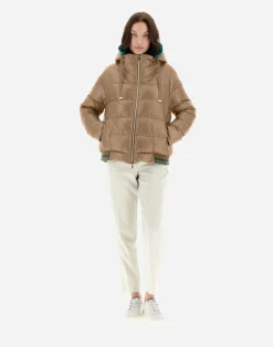 Herno Kurze Daunenjacken-Wende-Bomberjacke Aus Nylon Ultralight Und New Techno Taft