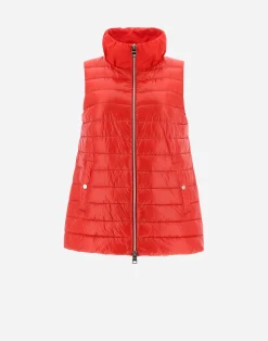 Herno Lange Daunenjacken-Weste Aus Nylon Ultralight & New Techno Taft