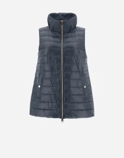 Herno Lange Daunenjacken-Weste Aus Nylon Ultralight & New Techno Taft