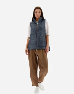 Herno Lange Daunenjacken-Weste Aus Nylon Ultralight & New Techno Taft