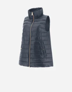 Herno Lange Daunenjacken-Weste Aus Nylon Ultralight & New Techno Taft