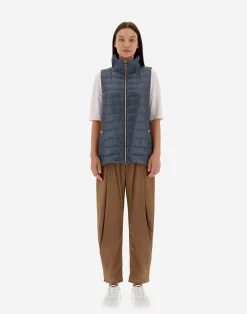 Herno Lange Daunenjacken-Weste Aus Nylon Ultralight & New Techno Taft